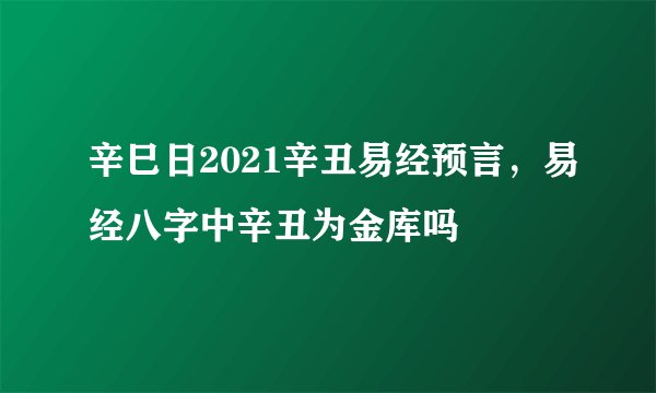 辛巳日2021辛丑易经预言，易经八字中辛丑为金库吗