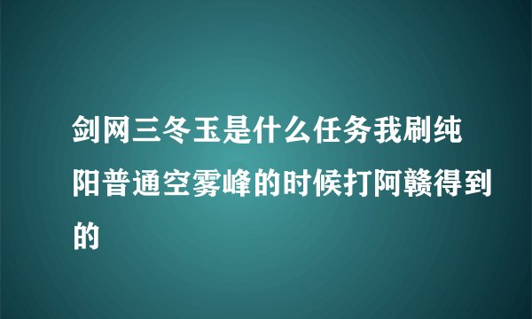 剑网三冬玉是什么任务我刷纯阳普通空雾峰的时候打阿赣得到的