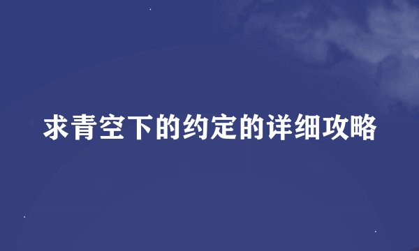 求青空下的约定的详细攻略