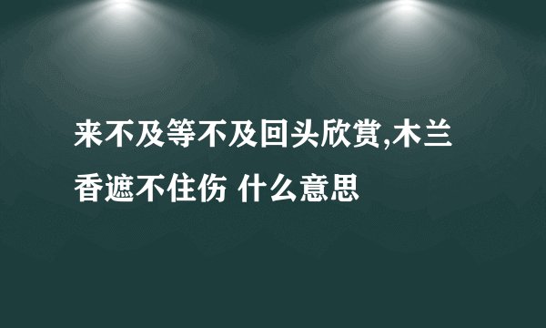 来不及等不及回头欣赏,木兰香遮不住伤 什么意思