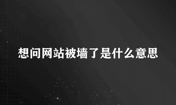 想问网站被墙了是什么意思
