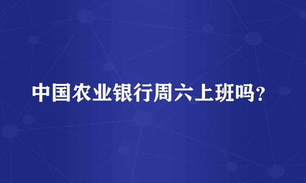 中国农业银行周六上班吗？