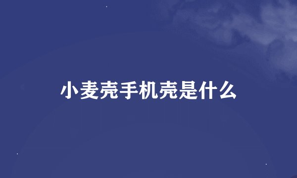 小麦壳手机壳是什么