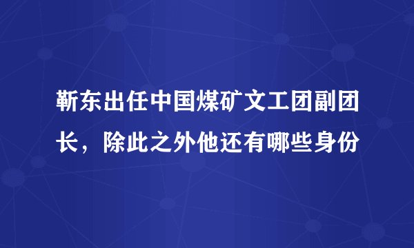 靳东出任中国煤矿文工团副团长，除此之外他还有哪些身份