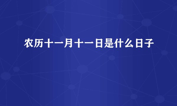 农历十一月十一日是什么日子