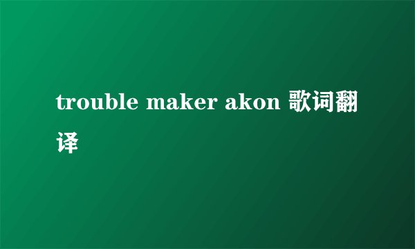 trouble maker akon 歌词翻译