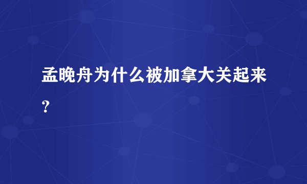 孟晚舟为什么被加拿大关起来？
