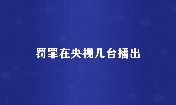罚罪在央视几台播出