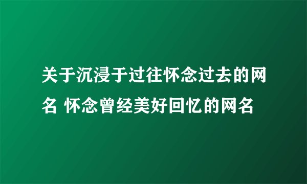 关于沉浸于过往怀念过去的网名 怀念曾经美好回忆的网名