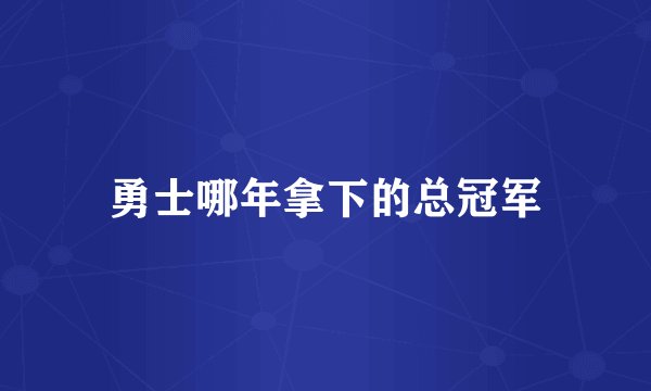 勇士哪年拿下的总冠军