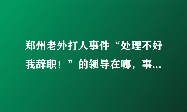 郑州老外打人事件“处理不好我辞职！”的领导在哪，事情处理的如何？