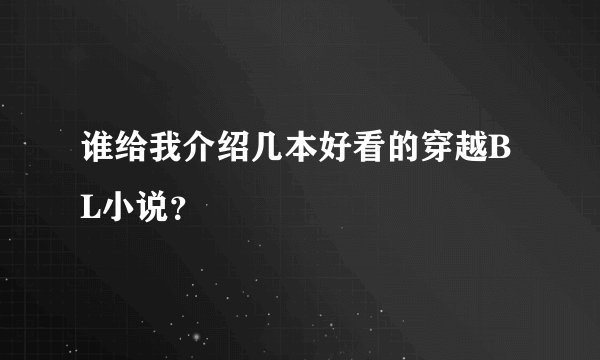 谁给我介绍几本好看的穿越BL小说？