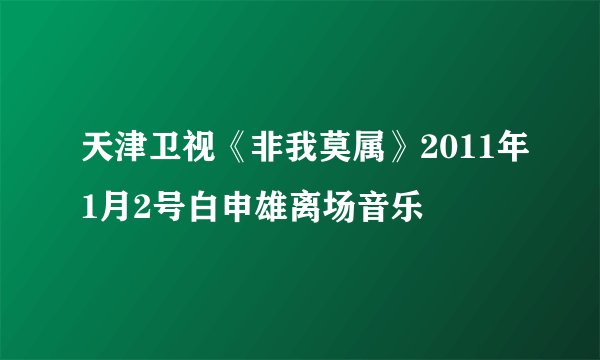 天津卫视《非我莫属》2011年1月2号白申雄离场音乐