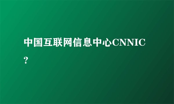 中国互联网信息中心CNNIC？