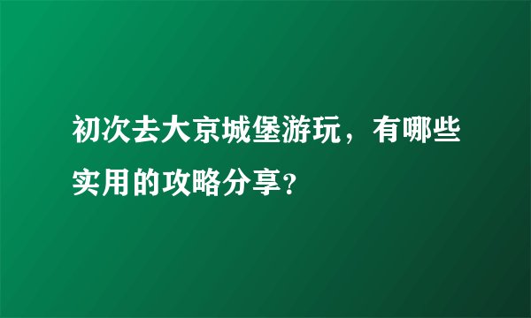 初次去大京城堡游玩，有哪些实用的攻略分享？