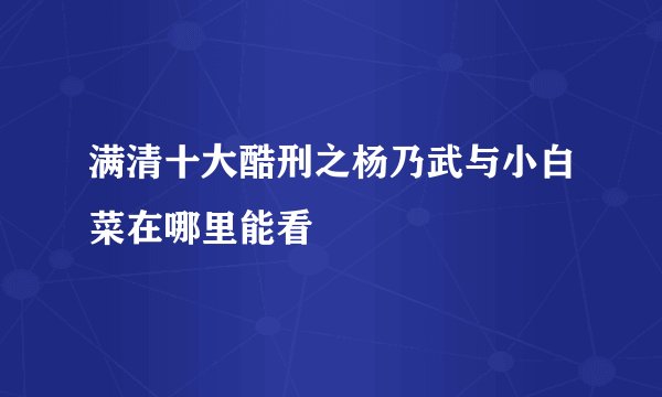 满清十大酷刑之杨乃武与小白菜在哪里能看