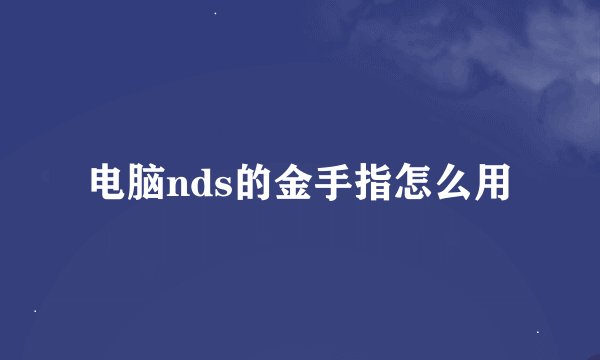 电脑nds的金手指怎么用