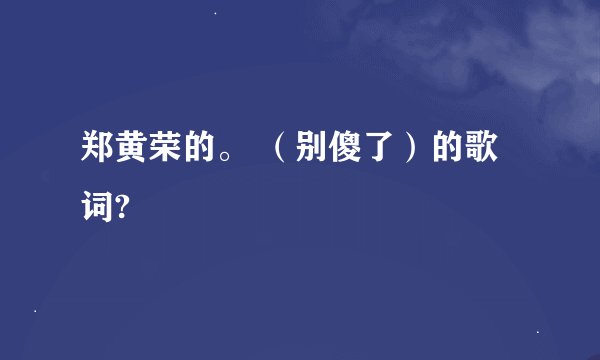 郑黄荣的。 （别傻了）的歌词?