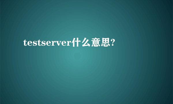 testserver什么意思?