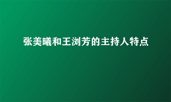 张美曦和王浏芳的主持人特点