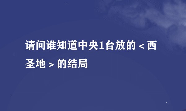请问谁知道中央1台放的＜西圣地＞的结局