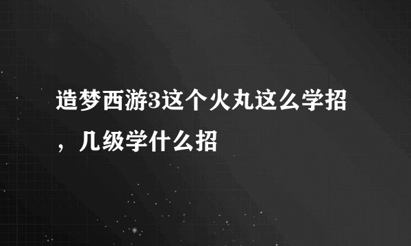 造梦西游3这个火丸这么学招，几级学什么招