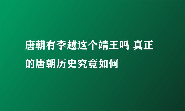 唐朝有李越这个靖王吗 真正的唐朝历史究竟如何