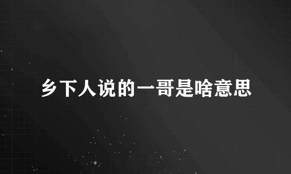 乡下人说的一哥是啥意思