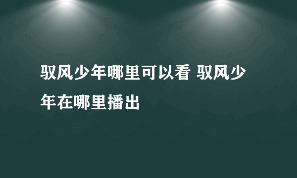 驭风少年哪里可以看 驭风少年在哪里播出