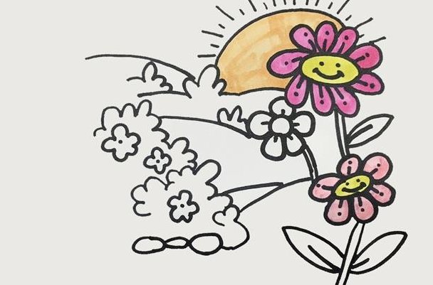 花海怎么画简笔画