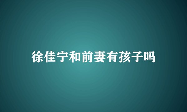 徐佳宁和前妻有孩子吗