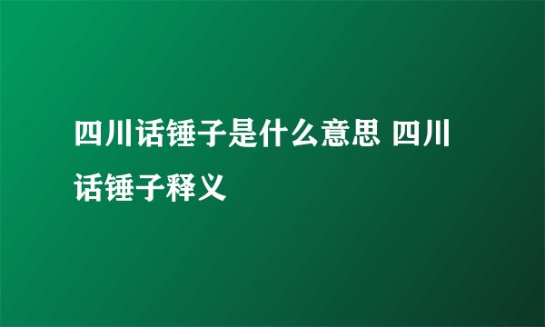 四川话锤子是什么意思 四川话锤子释义