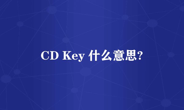 CD Key 什么意思?