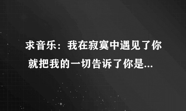 求音乐：我在寂寞中遇见了你 就把我的一切告诉了你是哪首歌的歌词