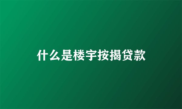 什么是楼宇按揭贷款