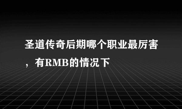 圣道传奇后期哪个职业最厉害,有RMB的情况下