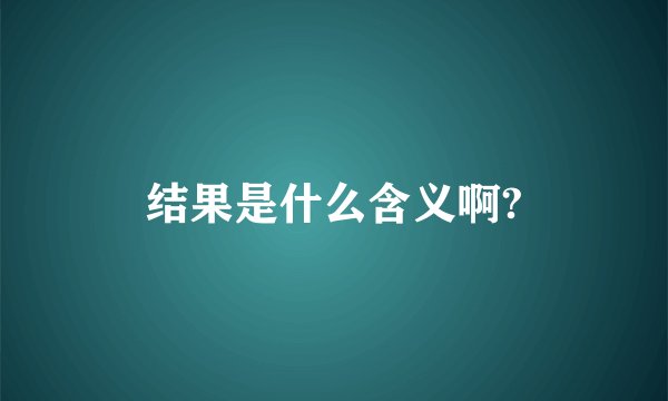 结果是什么含义啊?