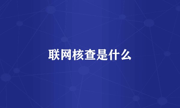 联网核查是什么