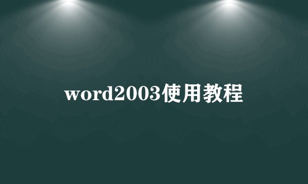 word2003使用教程