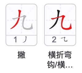 九笔顺的正确写法图