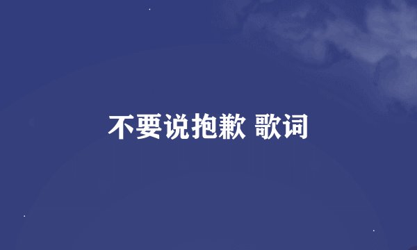 不要说抱歉 歌词