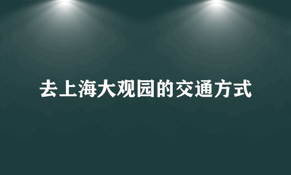 去上海大观园的交通方式