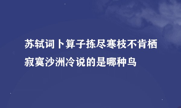 苏轼词卜算子拣尽寒枝不肯栖寂寞沙洲冷说的是哪种鸟