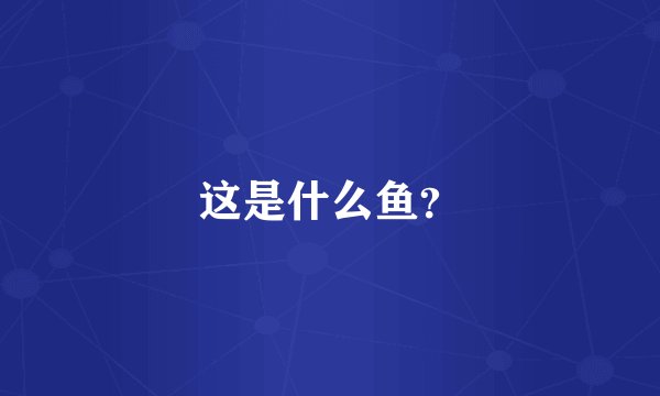 这是什么鱼？