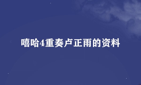 嘻哈4重奏卢正雨的资料