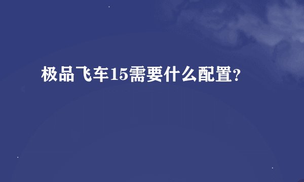 极品飞车15需要什么配置？