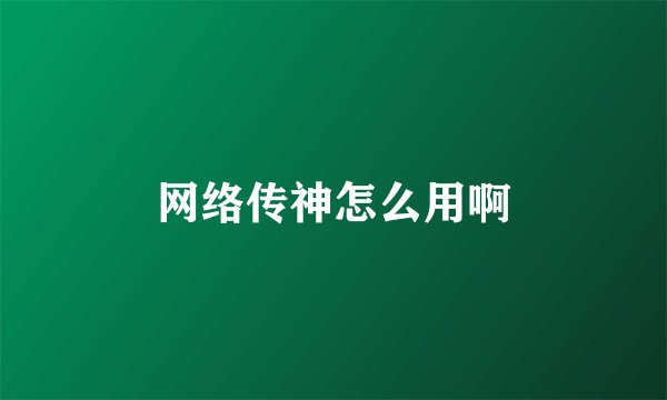 网络传神怎么用啊