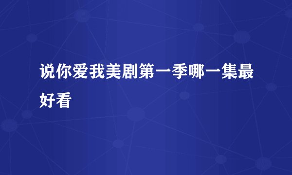说你爱我美剧第一季哪一集最好看