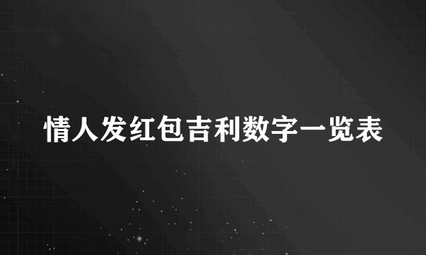 情人发红包吉利数字一览表