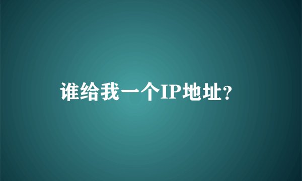 谁给我一个IP地址？